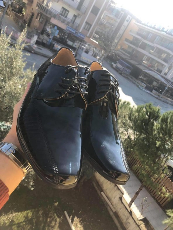Gareder Parlak Deri Erkek Kundura Ayakkabı 41 Numara - 6