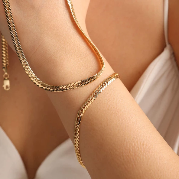 14 Ayar Altın Gurmet Set Kolye & Bileklik - Resim 2