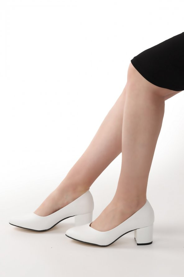 Ayakland Cilt 5 Cm Topuklu Kadın Ayakkabı 1990-2023 Beyaz