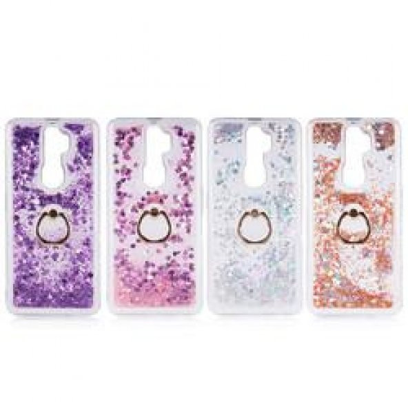 Oppo A5 2020 Kılıf Sulu Simli Akışkan Silikon