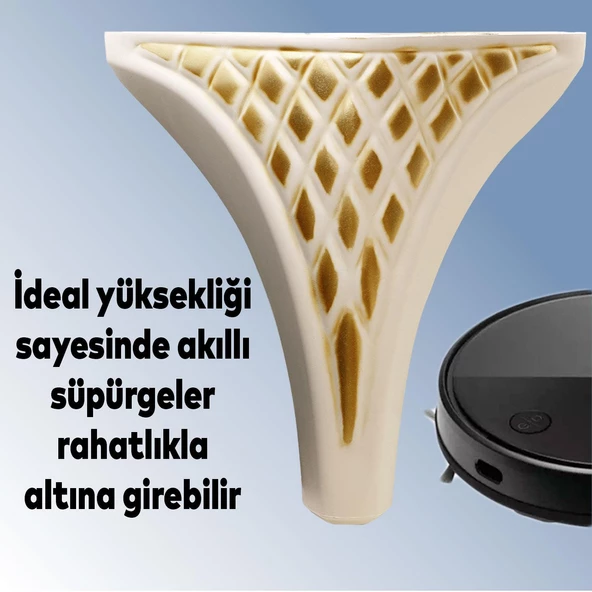 Petek Lüks Mobilya Kanepe Sehpa Tv Ünitesi Koltuk Puf Ayağı 15 Cm Krem Altın Baza Ayakları - 4