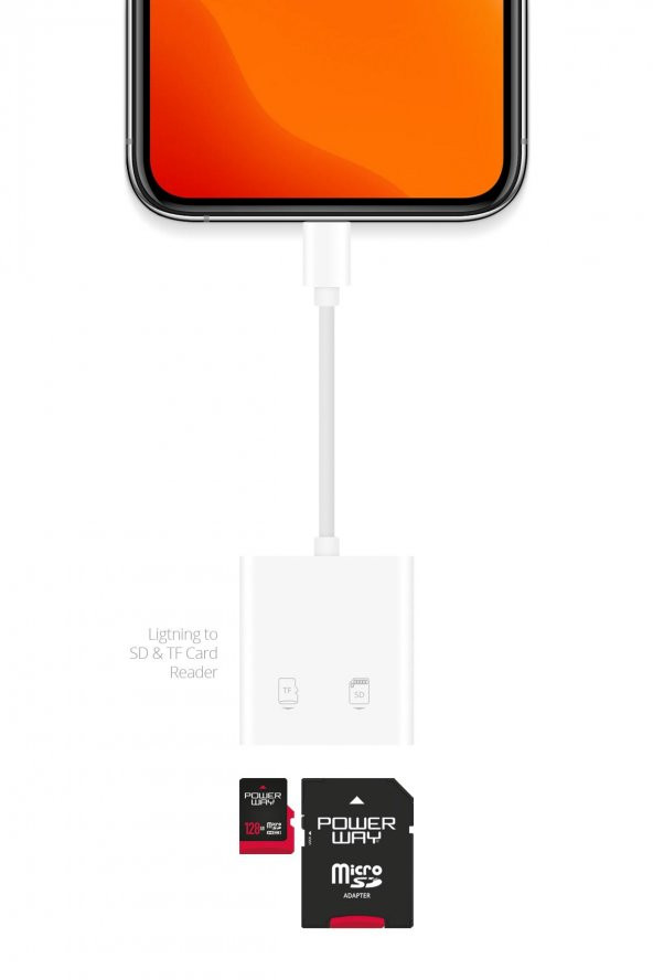 AC07 Lightning to SD Kart Okuyucu Adaptör Iphone Ipad SD ve MicroSD Hafıza Kart Okuyucu Adaptör - 3
