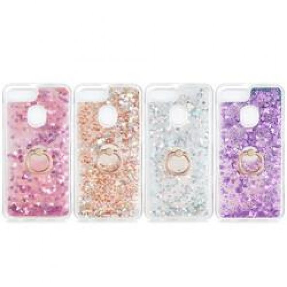 Oppo AX7 Kılıf Sulu Simli Akışkan Silikon - 3