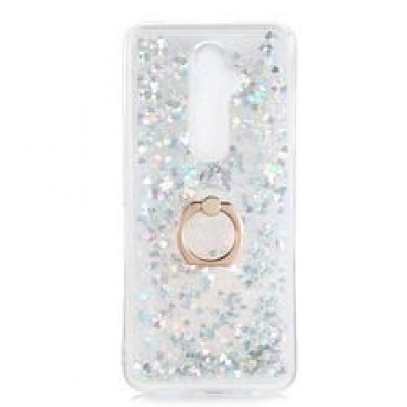 Oppo Reno 2Z Kılıf Sulu Simli Akışkan Silikon - 6