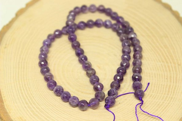 Ametist Taşı Canlı Renk Faset Kesim Dizi 6mm ürün görseli