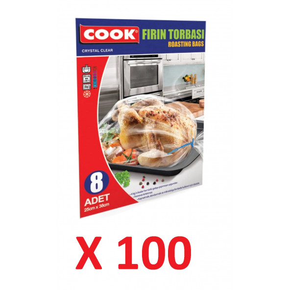 Cook Fırın Torbası 8'li Standart Boy 25 x 38 cm 100 Paket