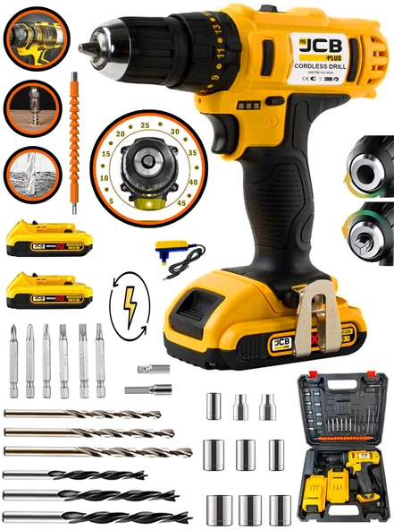 Projcb Plus American Spark J-398vf Çift Akülü Vidalama Matkap 45 Kademe Torq Metal Şanzuman Usta Set