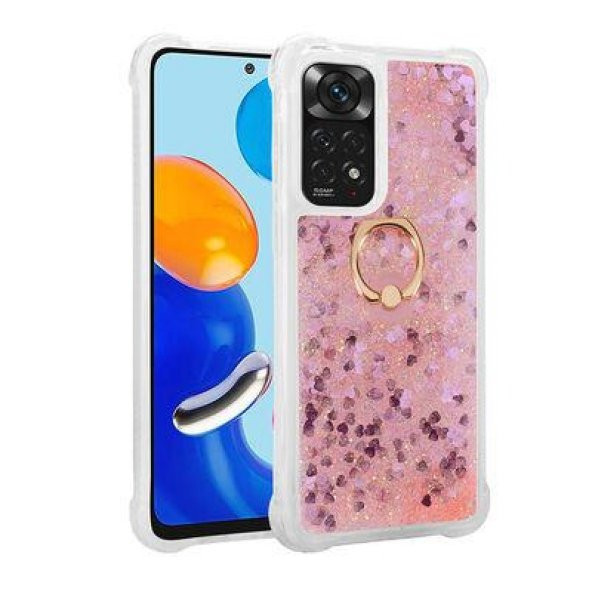 Xiaomi Redmi Note 11 Kılıf Sulu Simli Akışkan Silikon - 4