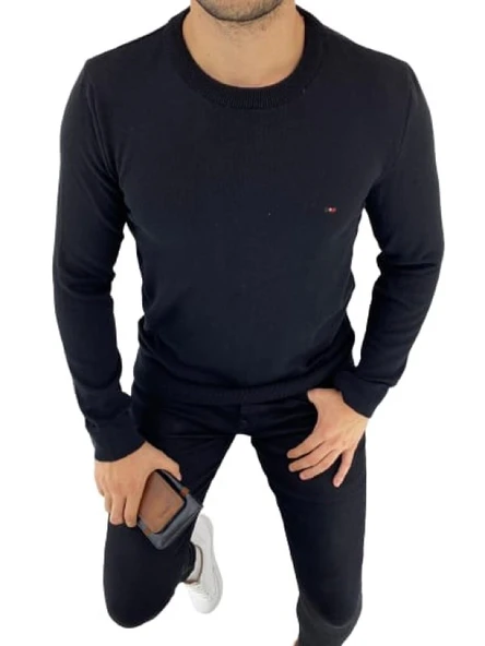 Ce-Ce 3455 Erkek Basic Sıfır Yaka Triko Kazak - Resim 2