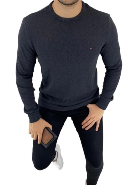 Ce-Ce 3455 Erkek Basic Sıfır Yaka Triko Kazak - Resim 4