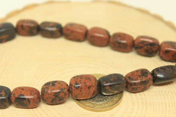 Kahverengi Obsidyen Taşı Dikdörtgen Şekilli Dizi (27625) - Resim 2