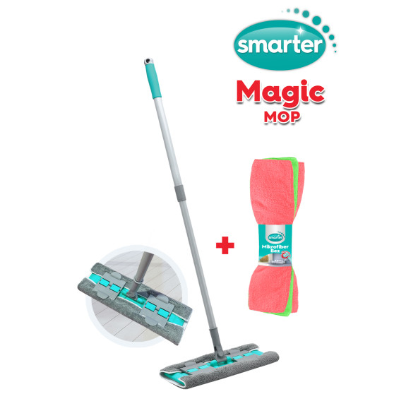 SMARTER MAGIC MOP PASPAS + MİKROFİBER BEZ 3 LÜ TEMİZLİK BEZİ