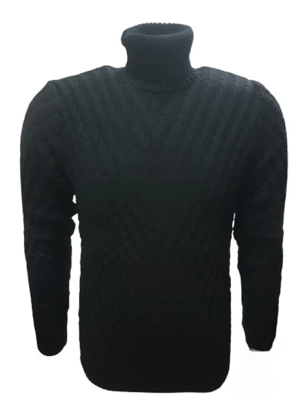 Ce-Ce 1014 Erkek Basic Desenli Tam Balıkçı Boğazlı Kazak - 3