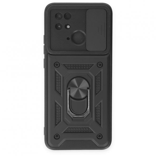 Xiaomi Poco C40 Kılıf Kamera Korumalı Sürgülü Yüzüklü Standlı Tank - 5