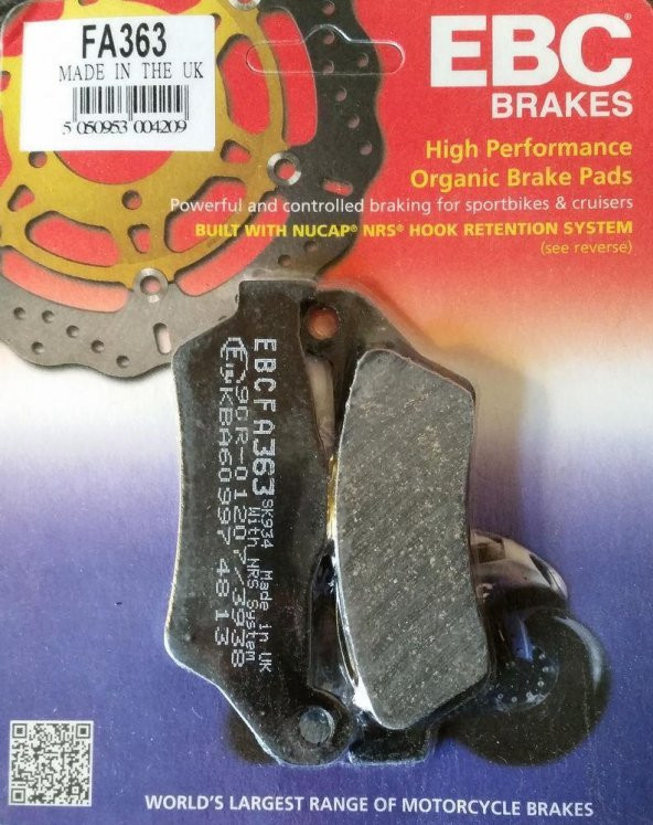 Ebc Fa363 2004-2012 BMW R 1200 GS Uyumlu Arka Fren Balatası Organik Balata