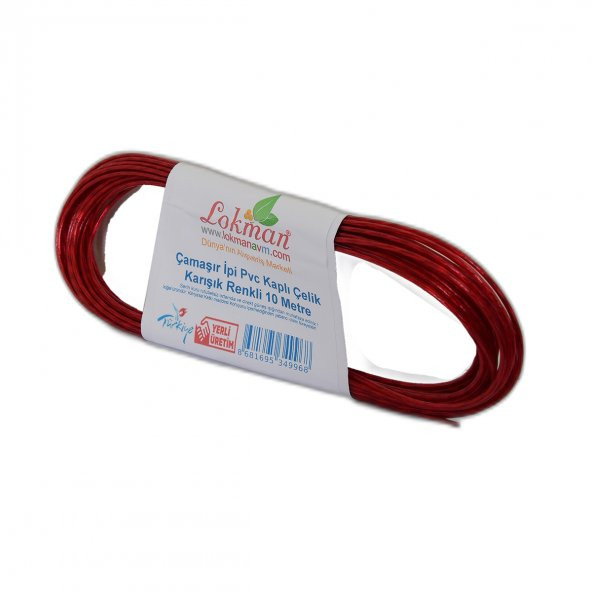 LokmanAVM Çamaşır İpi Pvc Kaplı Çelik Karışık Renkli 10 Metre 1 Adet - 4