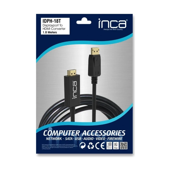 Inca Displayport To HDMI Kablo 1.8 Metre Görüntü Kablosu - 9