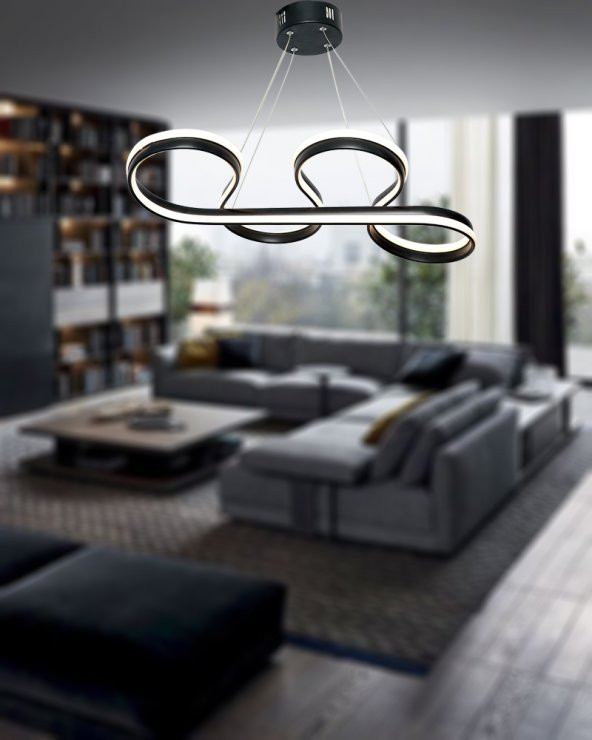 TT Aydınlatma TT309-SY  Yılan Modeli Mat Siyah 2 Renk Modüllü Led Avize - 4