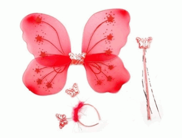 nefertiya Gösteri Kelebek Kanadı (3 Parça)-Kırmızı