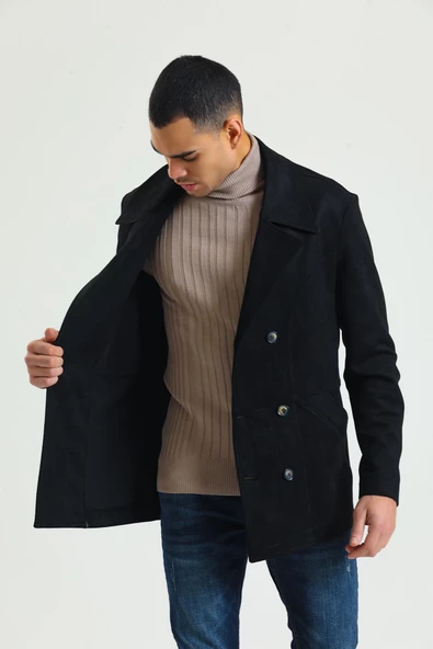 CEKMON Erkek Regular Fit Süet İçi Astarsız İnce Kaban - 6