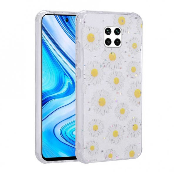 Xiaomi Redmi Note 9 Pro Kılıf Simli Desenli Kamera Korumalı Parlak Popy Kapak