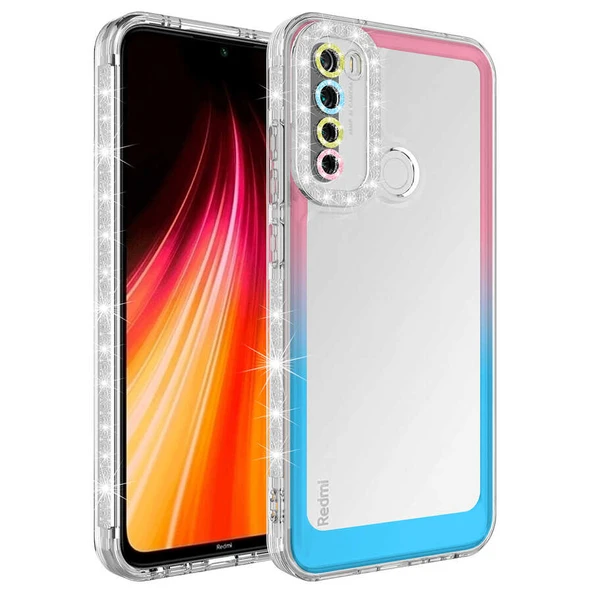 Zore Xiaomi ile uyumlu Redmi Note 8 Kılıf Simli ve Renk Geçiş Tasarımlı Lens Korumalı Park Kapak - 5