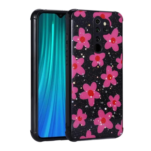 Zore Xiaomi ile uyumlu Redmi Note 8 Pro Kılıf Simli Desenli Kamera Korumalı Parlak Popy Kapak
