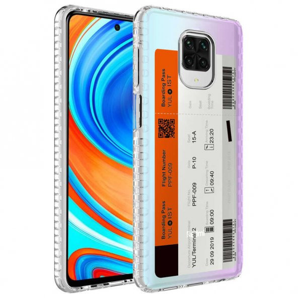 Xiaomi Redmi Note 9 Pro Kılıf Airbag Kenarlı Renkli Desenli Silikon Elegans Kapak