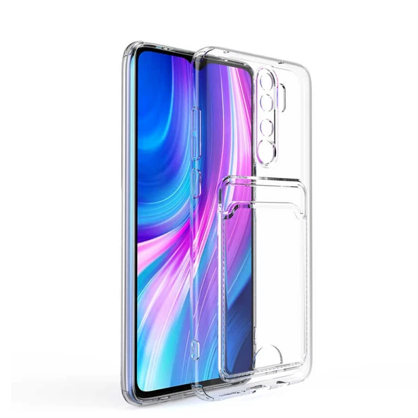 Zore Xiaomi ile uyumlu Redmi Note 8 Pro Kılıf Kartlıklı Şeffaf Setra Clear Silikon Kapak - 5