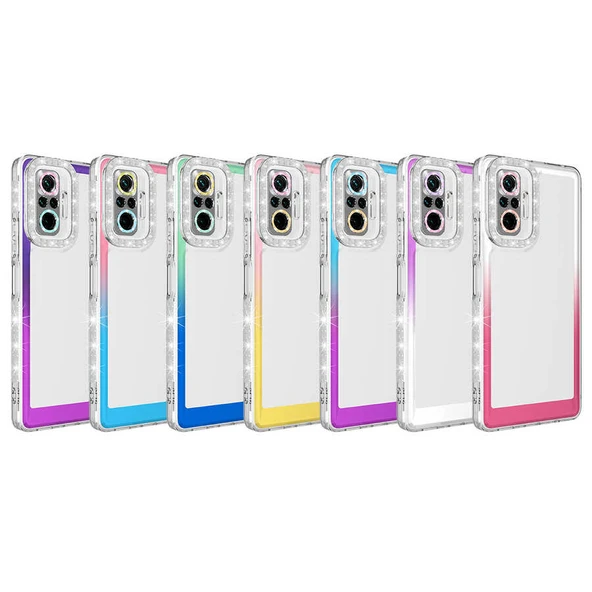 Zore Xiaomi ile uyumlu Redmi Note 10 Pro Kılıf Simli ve Renk Geçiş Tasarımlı Lens Korumalı Park Kapak - 2