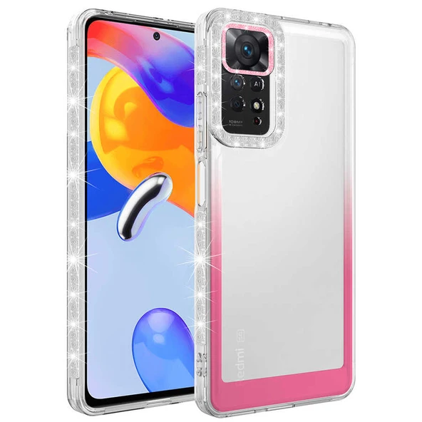 Zore Xiaomi ile uyumlu Redmi Note 11 Global Kılıf Simli ve Renk Geçiş Tasarımlı Lens Korumalı Park Kapak - 1