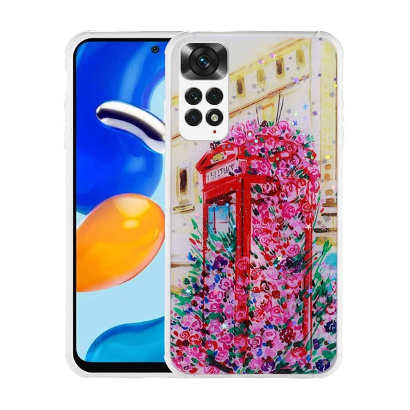 Zore Xiaomi ile uyumlu Redmi Note 11 Global Kılıf Simli Desenli Kamera Korumalı Parlak Popy Kapak - 3