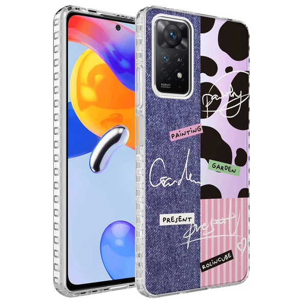 Zore Xiaomi ile uyumlu Redmi Note 11 Global Kılıf Airbag Kenarlı Renkli Desenli Silikon Elegans Kapak - 3