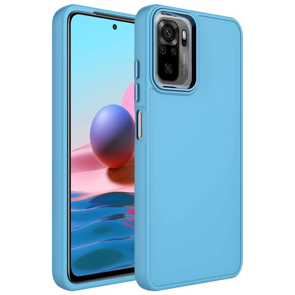 Zore Xiaomi ile uyumlu Redmi Note 10 Kılıf Metal Çerçeve ve Buton Tasarımlı Silikon Luna Kapak - 9