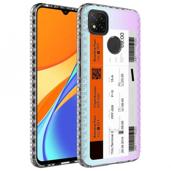 Xiaomi Redmi 9C Kılıf Airbag Kenarlı Renkli Desenli Silikon Elegans Kapak