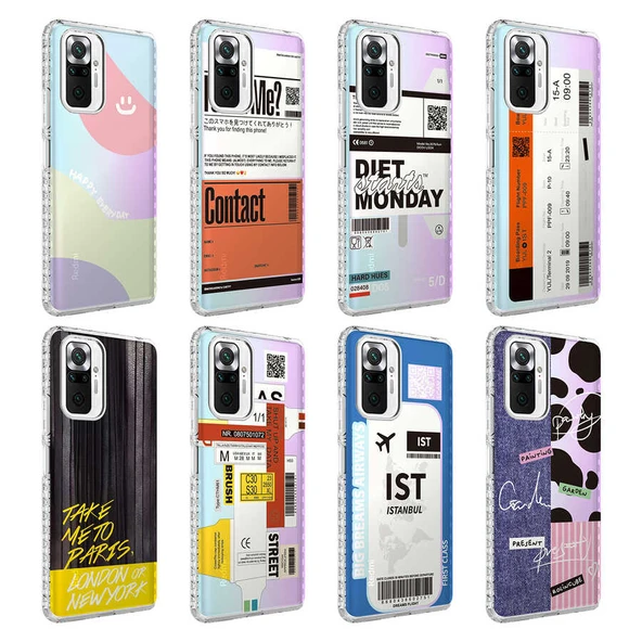 Zore Xiaomi ile uyumlu Redmi Note 10 Pro Kılıf Airbag Kenarlı Renkli Desenli Silikon Elegans Kapak - 2