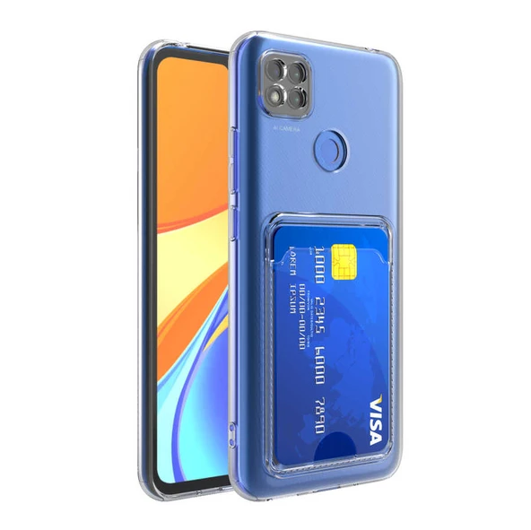 Zore Xiaomi ile uyumlu Redmi 9C Kılıf Kartlıklı Şeffaf Setra Clear Silikon Kapak - 4