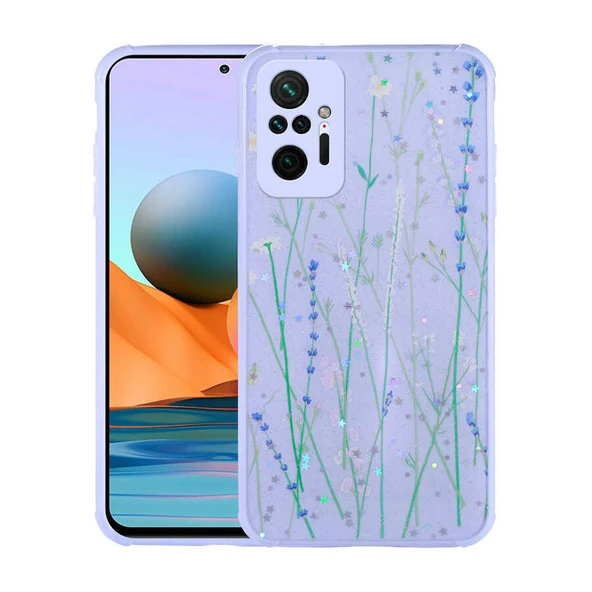 Zore Xiaomi ile uyumlu Redmi Note 10 Pro Kılıf Simli Desenli Kamera Korumalı Parlak Popy Kapak - 5