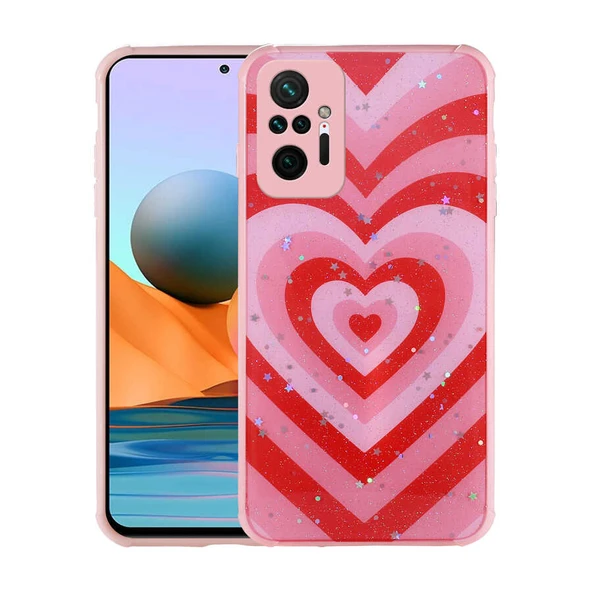 Zore Xiaomi ile uyumlu Redmi Note 10 Pro Kılıf Simli Desenli Kamera Korumalı Parlak Popy Kapak - 6