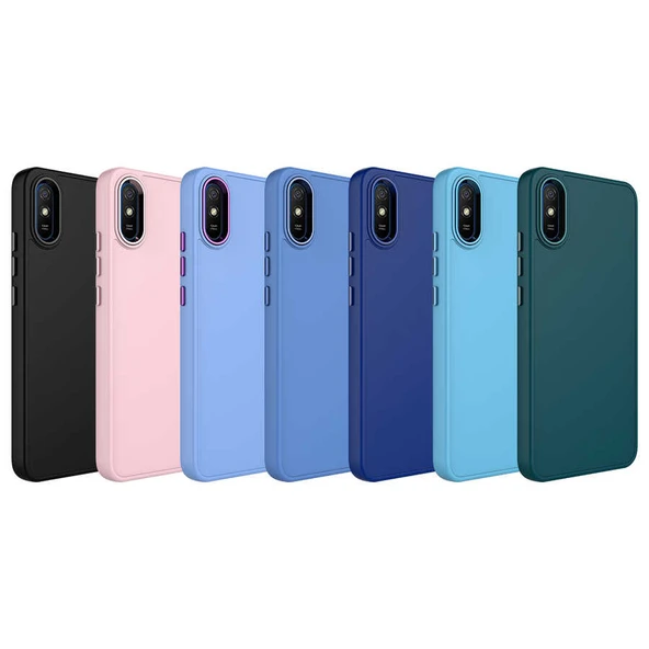 Zore Xiaomi ile uyumlu Redmi 9A Kılıf Metal Çerçeve ve Buton Tasarımlı Silikon Luna Kapak - 2