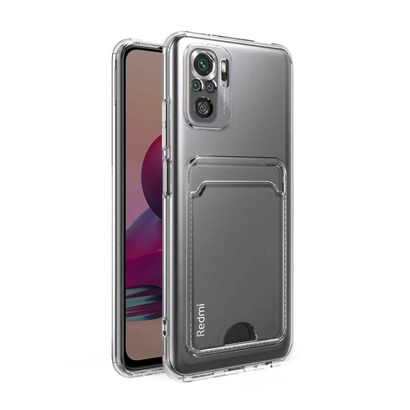Zore Xiaomi ile uyumlu Poco M5S Kılıf Kartlıklı Şeffaf Setra Clear Silikon Kapak - 1