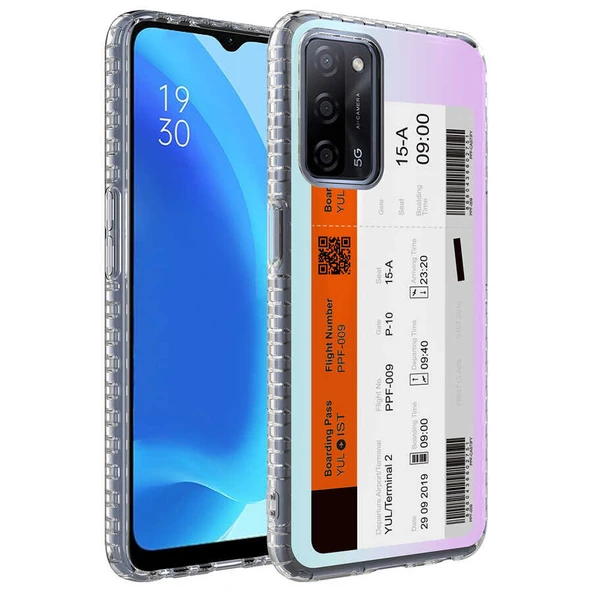 Zore Oppo ile uyumlu A54 4G Kılıf Airbag Kenarlı Renkli Desenli Silikon Elegans Kapak - 10