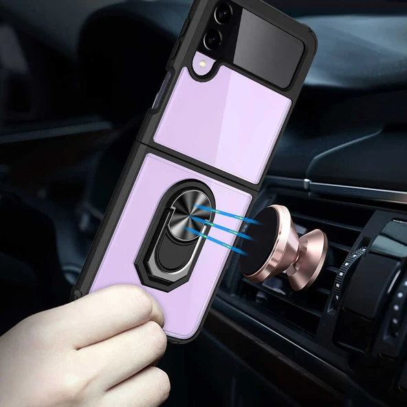 Zore Galaxy ile uyumlu Z Flip 3 Kılıf Mola Kapak - Resim 3