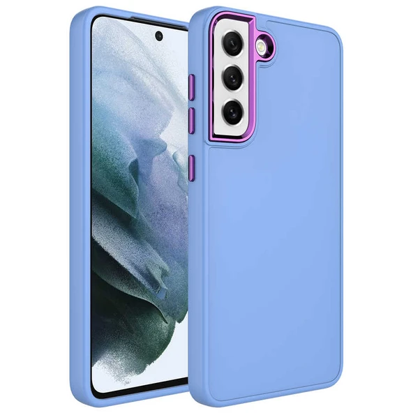 Zore Galaxy ile uyumlu S21 FE Kılıf Metal Çerçeve ve Buton Tasarımlı Silikon Luna Kapak - Resim 5