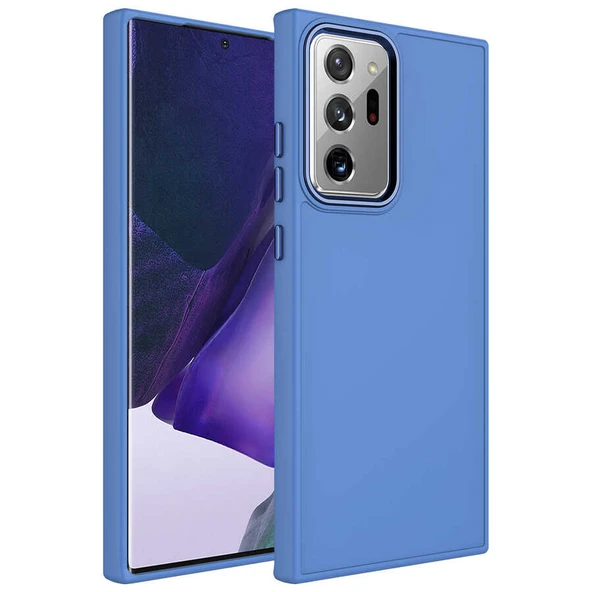 Zore Galaxy ile uyumlu Note 20 Ultra Kılıf Metal Çerçeve ve Buton Tasarımlı Silikon Luna Kapak - 8