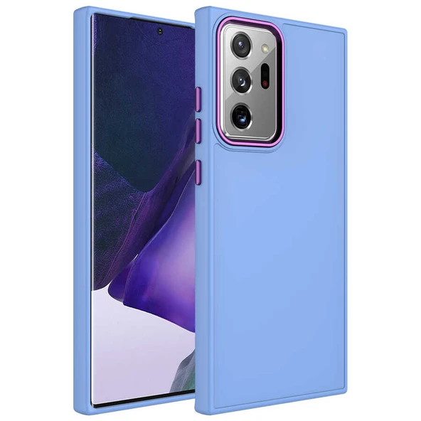 Zore Galaxy ile uyumlu Note 20 Ultra Kılıf Metal Çerçeve ve Buton Tasarımlı Silikon Luna Kapak - 5