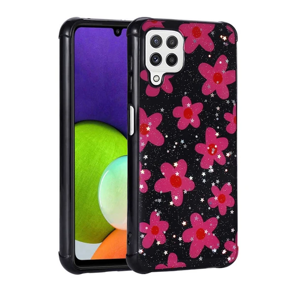 Zore Galaxy ile uyumlu M32 Kılıf Simli Desenli Kamera Korumalı Parlak Popy Kapak - 4