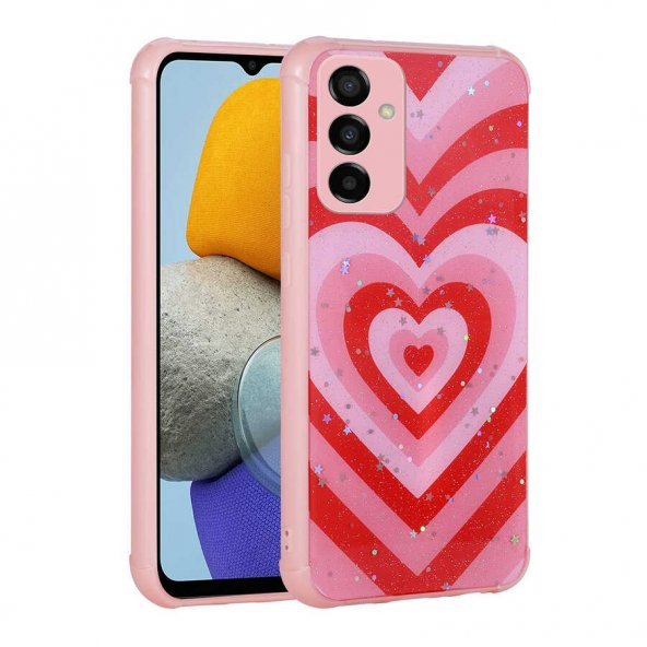 Galaxy M23 Kılıf Simli Desenli Kamera Korumalı Parlak Popy Kapak - 2