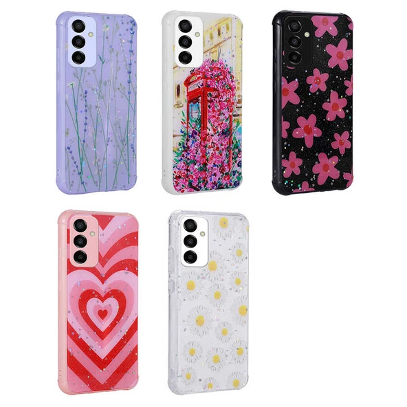 Zore Galaxy ile uyumlu M23 Kılıf Simli Desenli Kamera Korumalı Parlak Popy Kapak - Resim 2