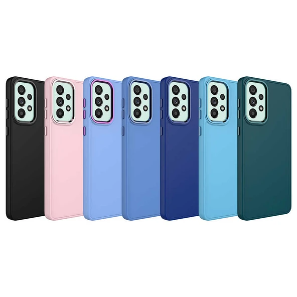 Zore Galaxy ile uyumlu A73 Kılıf Metal Çerçeve ve Buton Tasarımlı Silikon Luna Kapak - 2